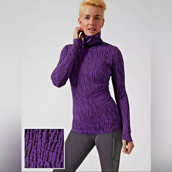 ATHLETA Flurry Elemental Turtleneck Black /Violet Size Large - Picture 1 of 12